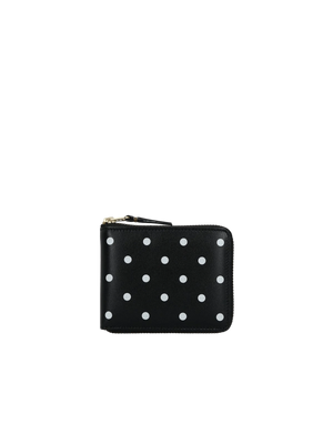 COMME DES GARÇONS WALLET-Polka Dots Printed Smooth Leather Zip-Around Wallet-JOHN JULIA