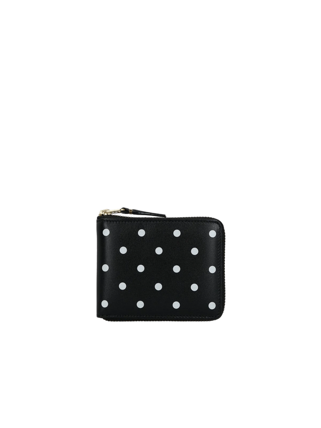 COMME DES GARÇONS WALLET-Polka Dots Printed Smooth Leather Zip-Around Wallet-JOHN JULIA