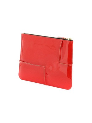 Comme des Garçons Red Glossy Patent Leather Pouch COMME DES GARCONS WALLET JOHN JULIA.