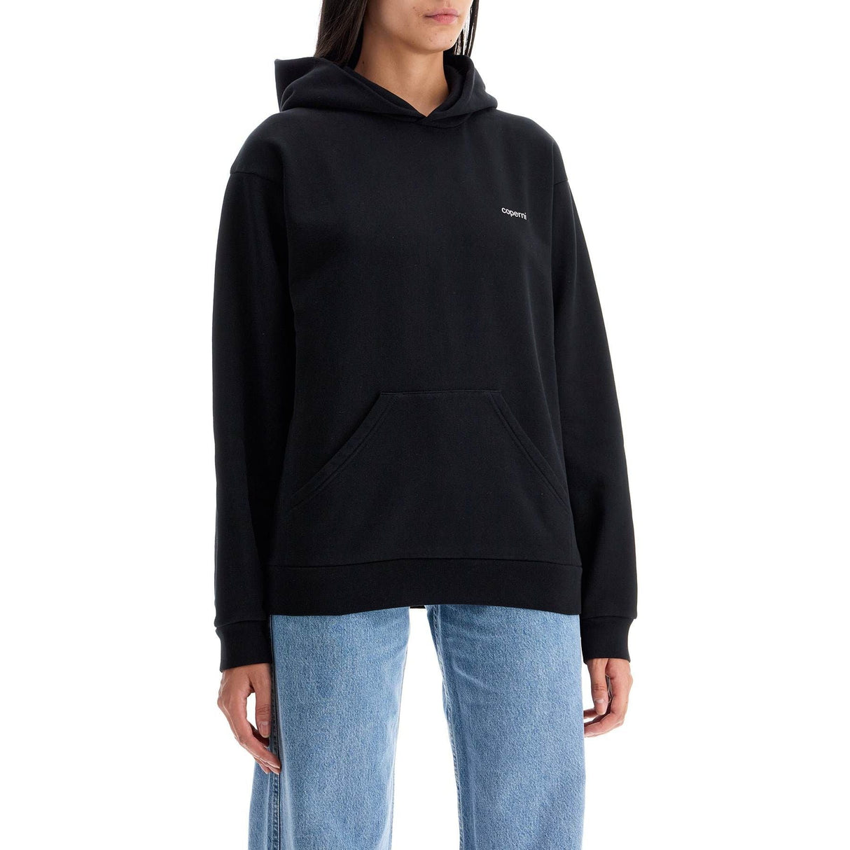 Cotton Blend Loose Fit Hoodie Sweatshirt - Woman > Clothing > Tops and Sweatshirts > Sweatshirts