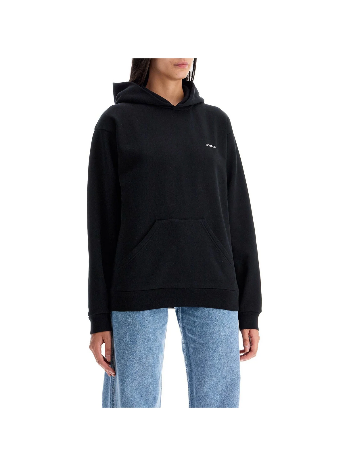 Cotton Blend Loose Fit Hoodie Sweatshirt - Woman > Clothing > Tops and Sweatshirts > Sweatshirts