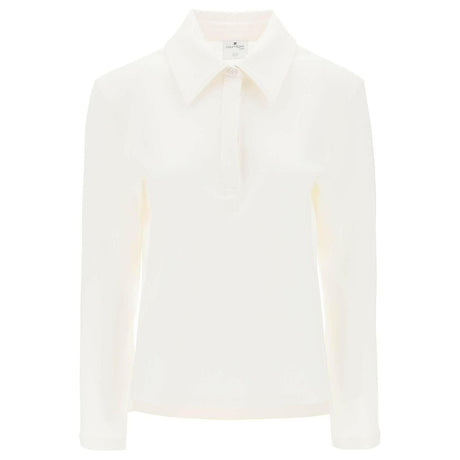 Ecru Long-Sleeve Cotton Piqué Polo Shirt COURREGES JOHN JULIA.