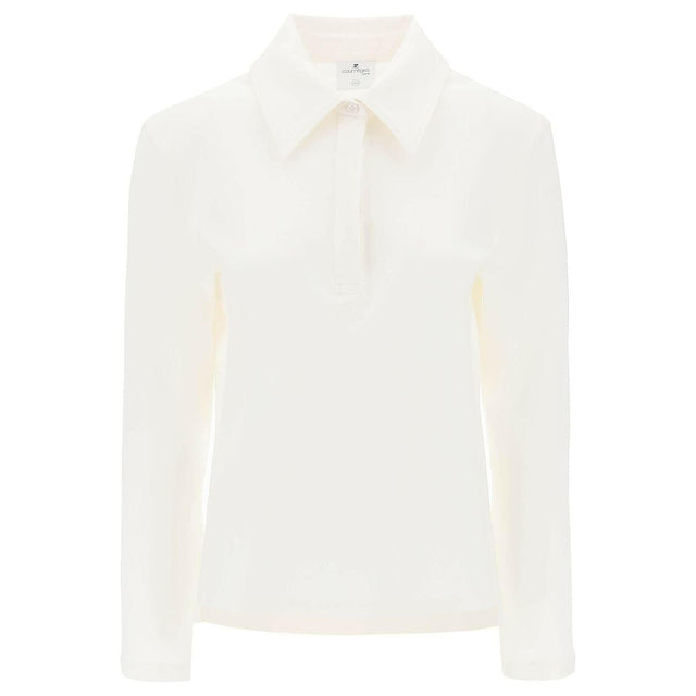 Ecru Long-Sleeve Cotton Piqué Polo Shirt COURREGES JOHN JULIA.