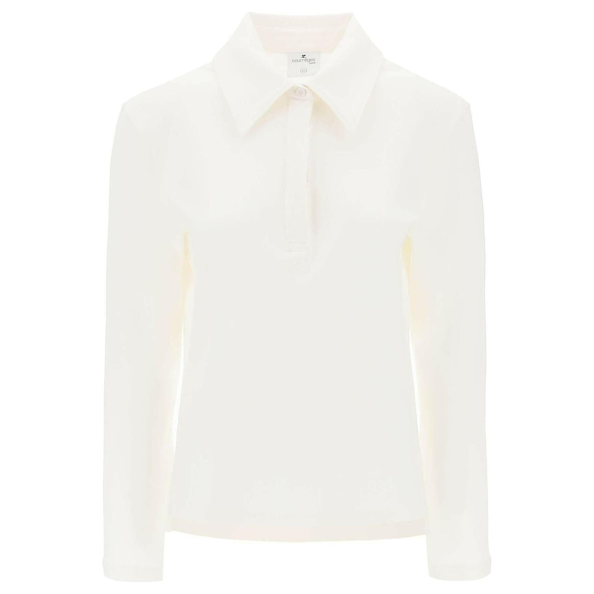 Ecru Long-Sleeve Cotton Piqué Polo Shirt COURREGES JOHN JULIA.