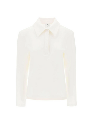 Ecru Long-Sleeve Cotton Piqué Polo Shirt COURREGES JOHN JULIA.