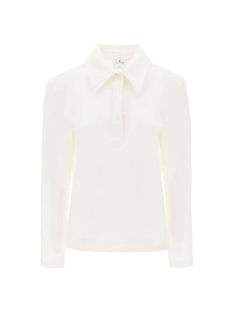 Ecru Long-Sleeve Cotton Piqué Polo Shirt COURREGES JOHN JULIA.