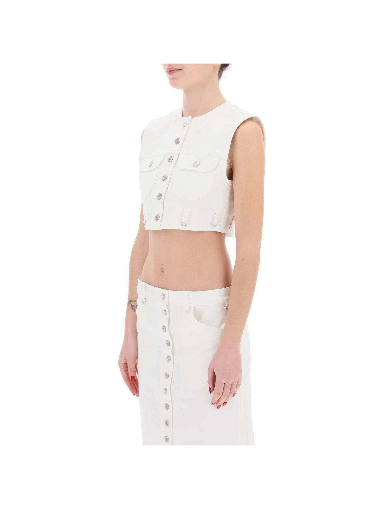 Heritage White Multiflex Stretch-Denim Cropped Sleeveless Shirt COURREGES JOHN JULIA.