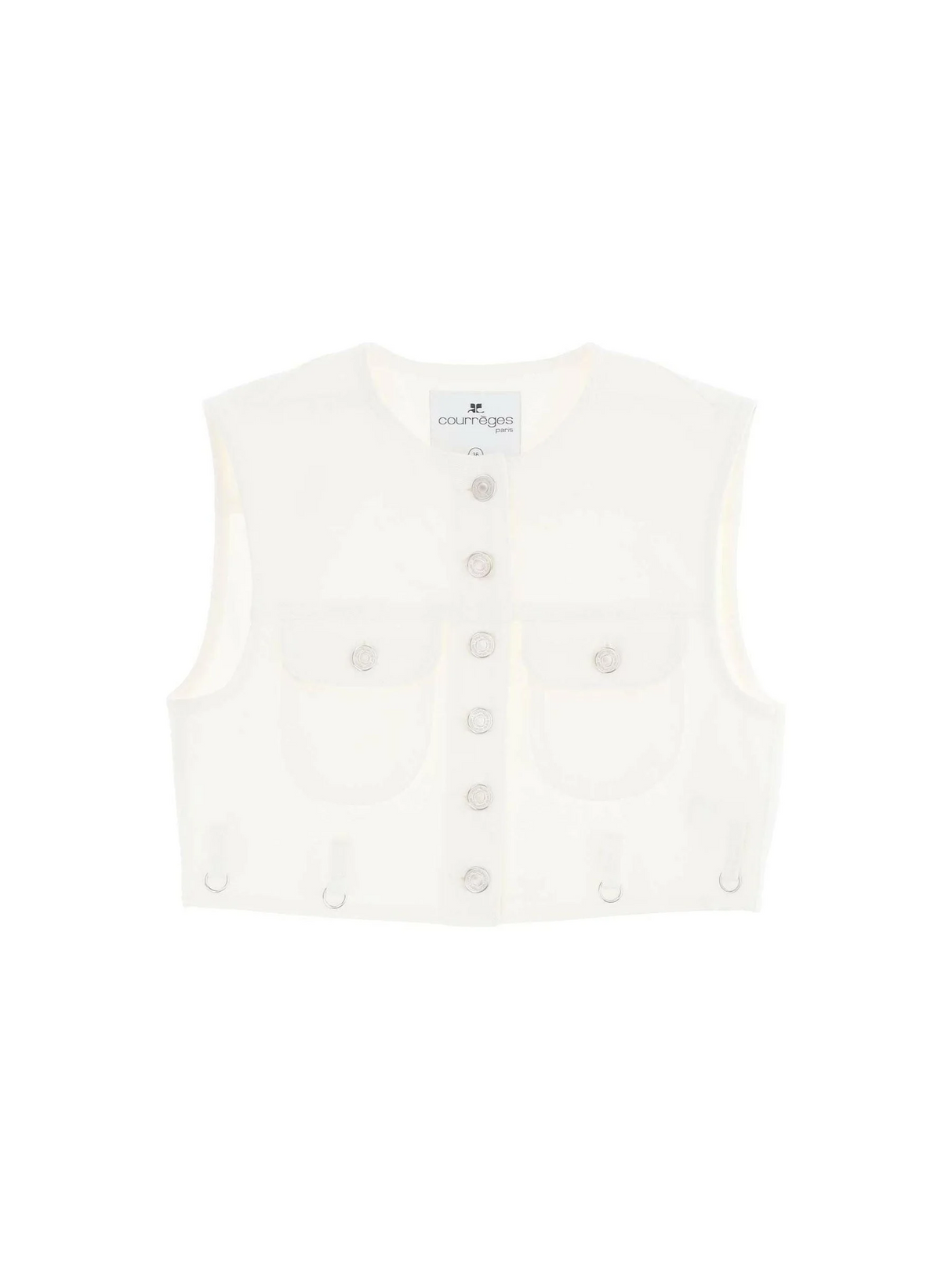 Heritage White Multiflex Stretch-Denim Cropped Sleeveless Shirt COURREGES JOHN JULIA.