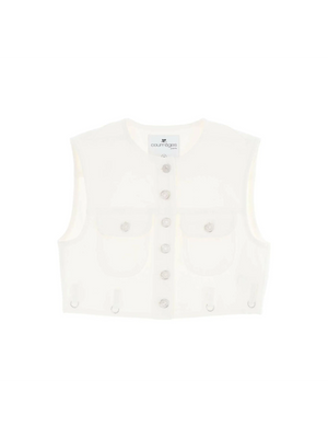 Heritage White Multiflex Stretch-Denim Cropped Sleeveless Shirt COURREGES JOHN JULIA.