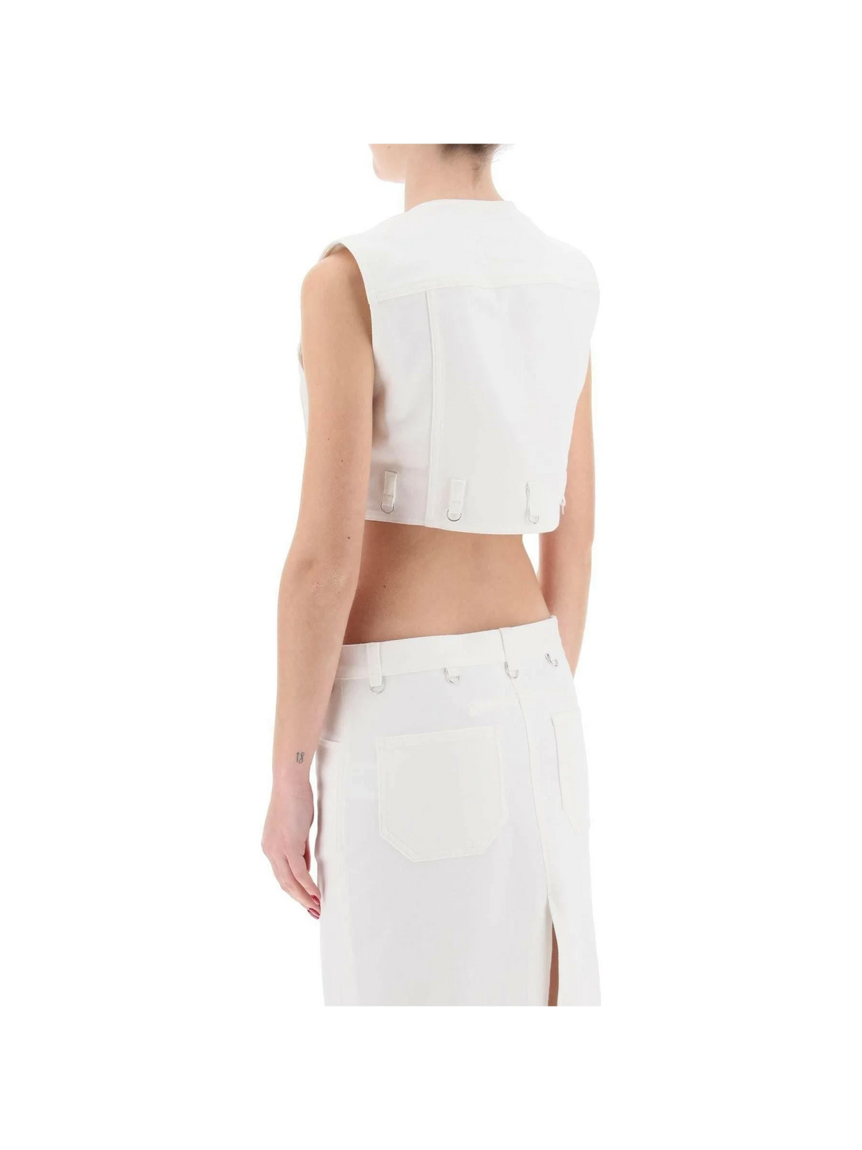 Heritage White Multiflex Stretch-Denim Cropped Sleeveless Shirt COURREGES JOHN JULIA.