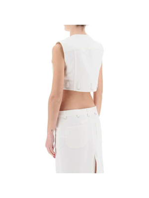 Heritage White Multiflex Stretch-Denim Cropped Sleeveless Shirt COURREGES JOHN JULIA.