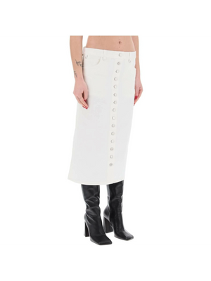 Heritage White Multiflex Stretch-Denim Midi Skirt COURREGES JOHN JULIA.