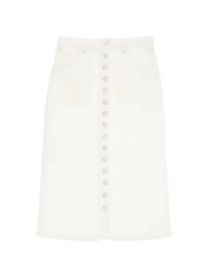 Heritage White Multiflex Stretch-Denim Midi Skirt COURREGES JOHN JULIA.