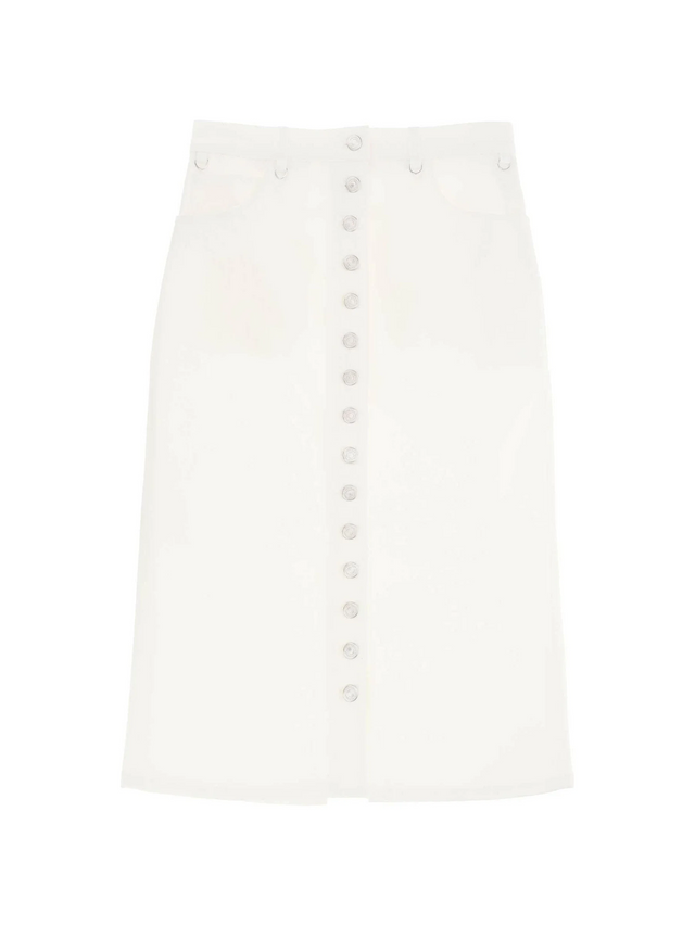 Heritage White Multiflex Stretch-Denim Midi Skirt COURREGES JOHN JULIA.