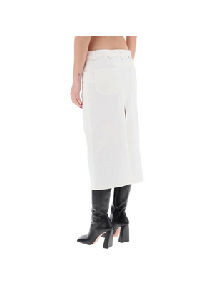 Heritage White Multiflex Stretch-Denim Midi Skirt COURREGES JOHN JULIA.