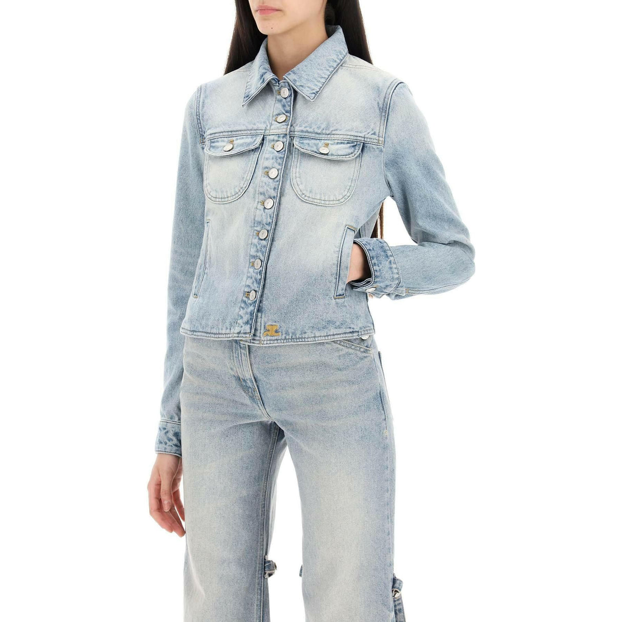 Light Blue Multiflex Organic Denim Trucket Jacket COURREGES JOHN JULIA.