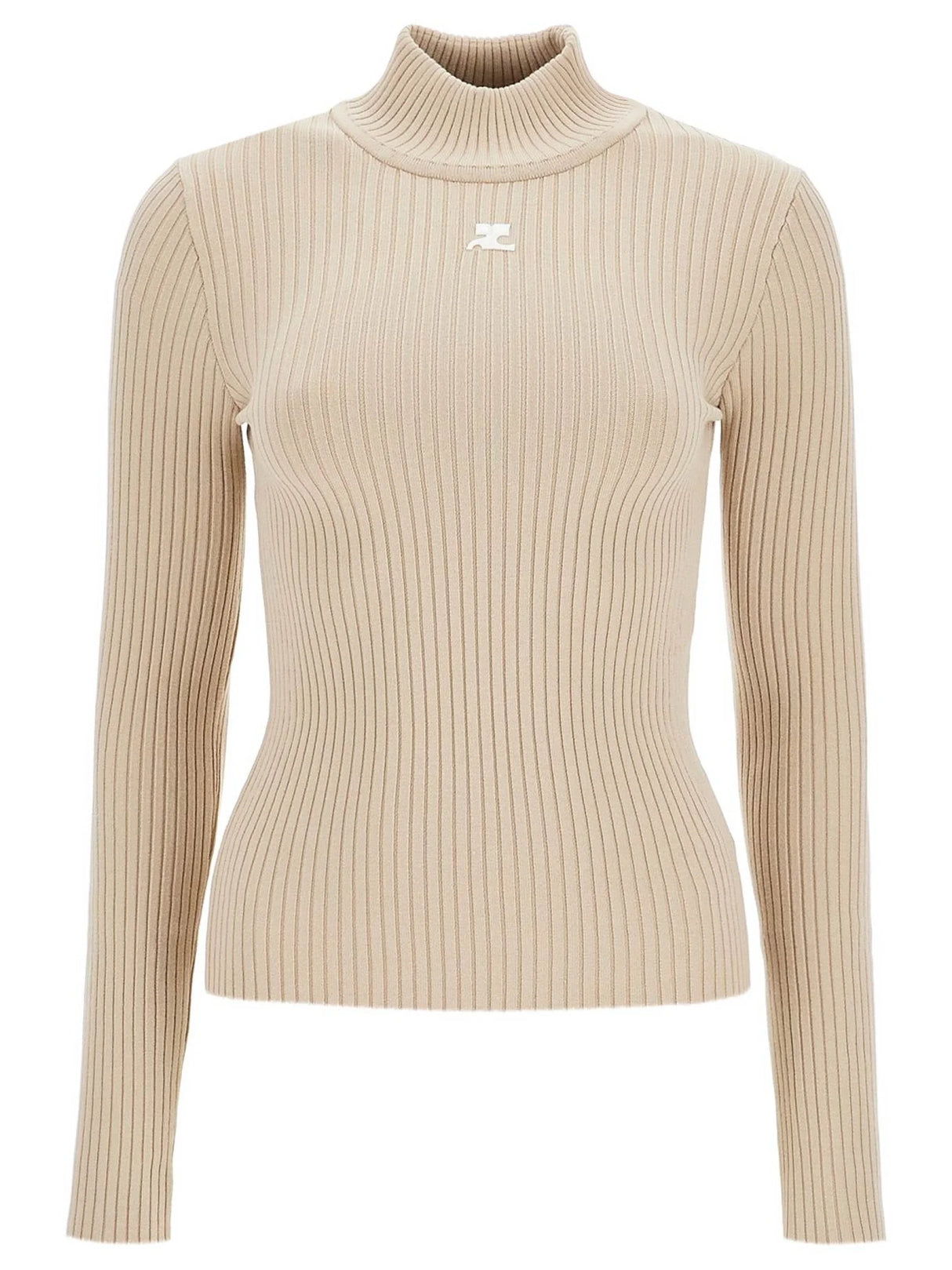 Funnel-neck Ribbed Sweater Courrèges