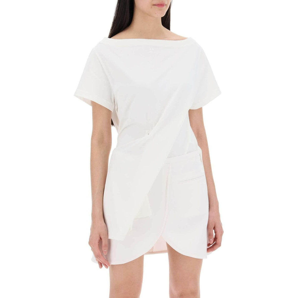 White Heritage Twisted Body Cotton T-Shirt COURREGES JOHN JULIA.