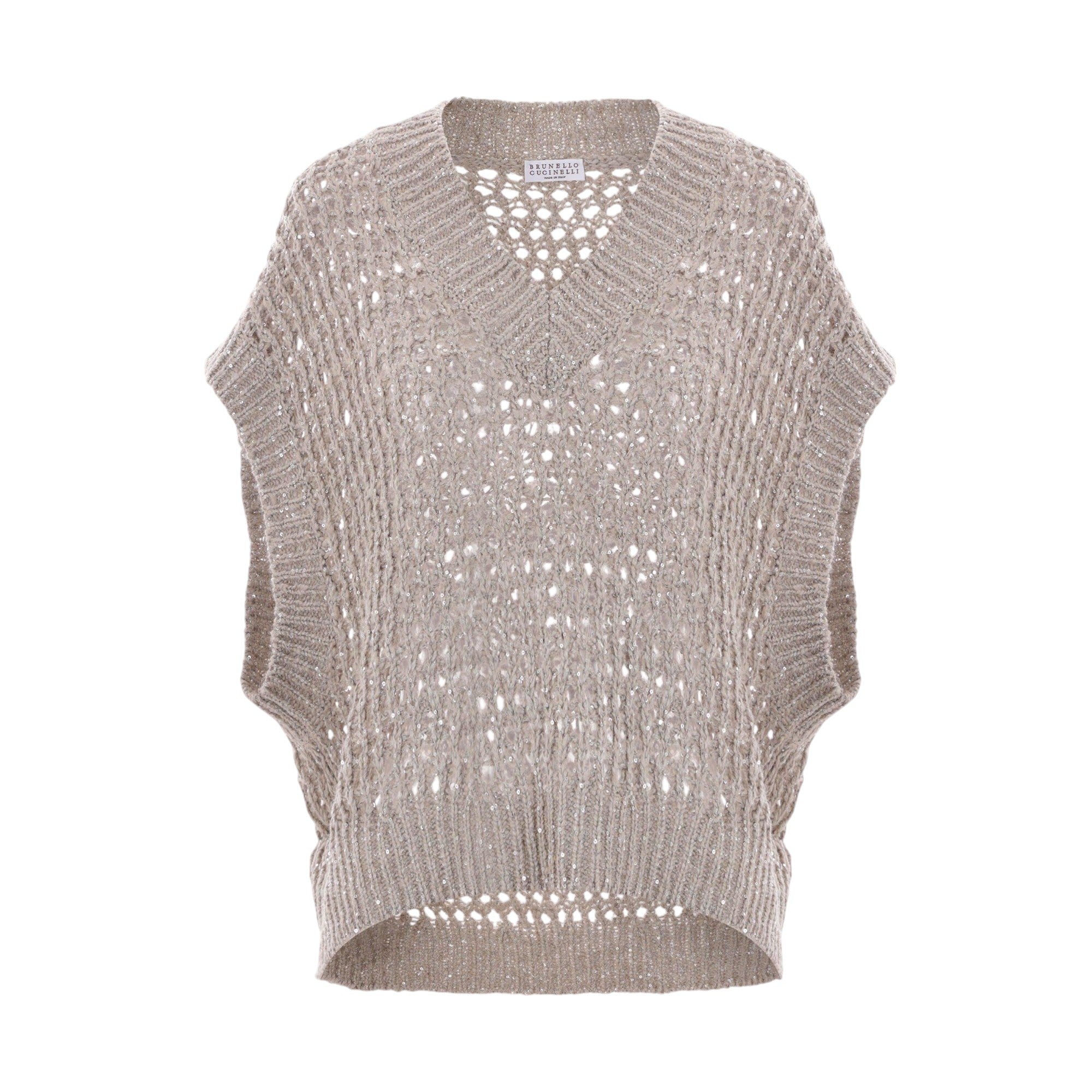 Silk and Linen Sleeveless Sweater-BRUNELLO CUCINELLI-JOHN JULIA