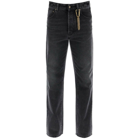 Used Black Washed Cotton Denim Mark Jeans With Carabiner DARKPARK JOHN JULIA.