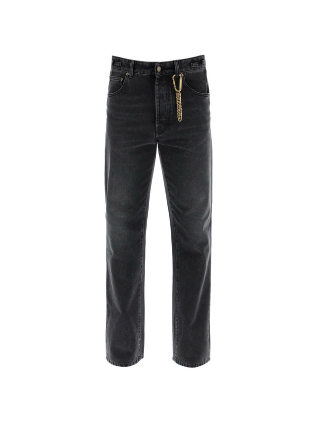 Used Black Washed Cotton Denim Mark Jeans With Carabiner DARKPARK JOHN JULIA.