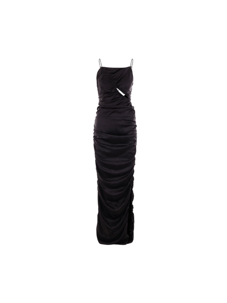 Draped Satin Sleeveless Dress-DEL CORE-JOHN JULIA