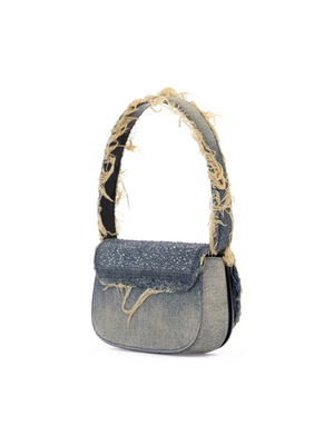 1DR Denim Crystal Shoulder Bag - OS - Women > Bags > Crossbody and Shoulder bags