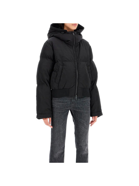 Nylon Crinkle Hooded Down Jacket