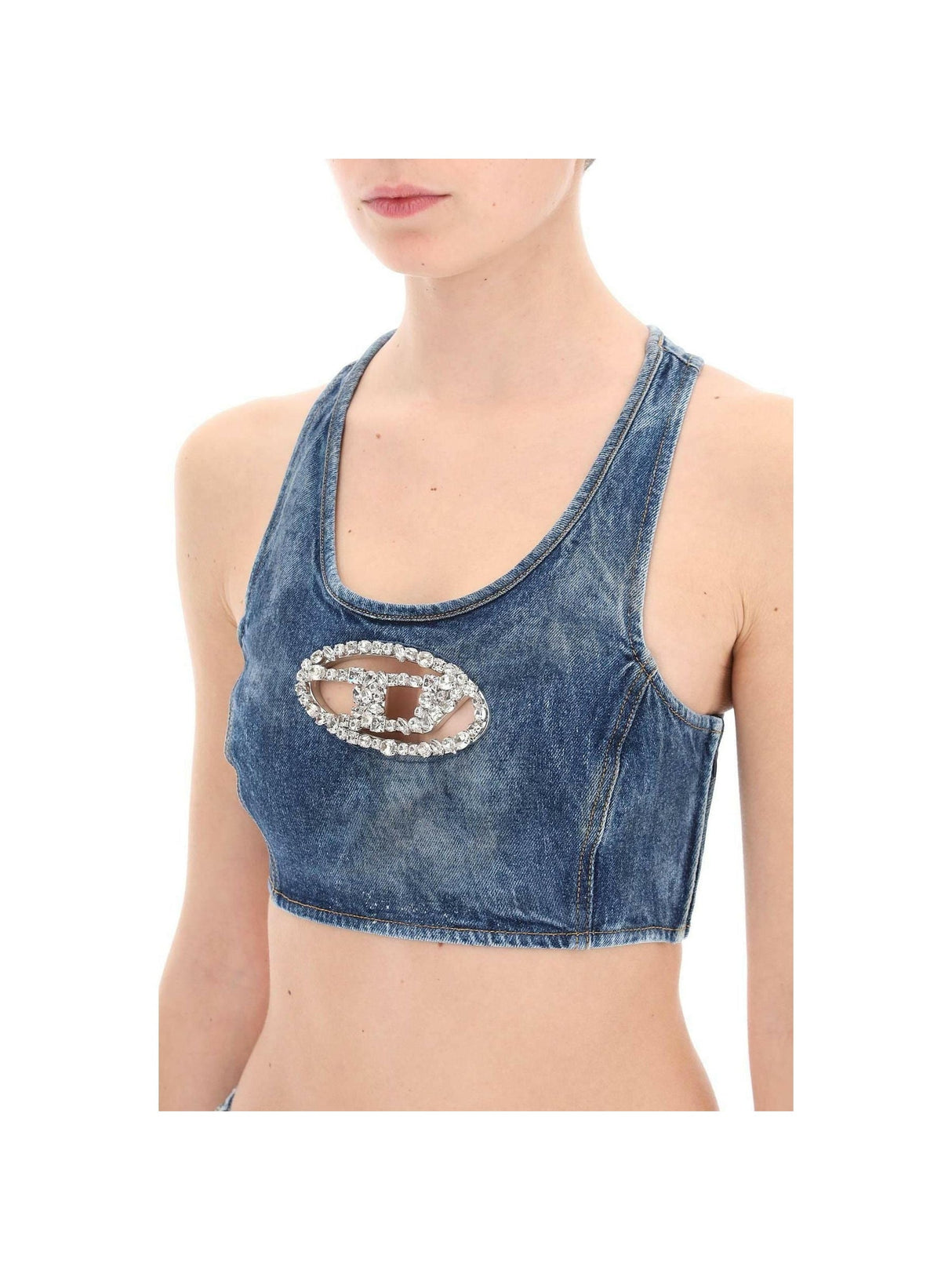 DIESEL-Denim Crop Top-JOHN JULIA