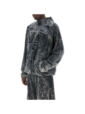 DIESEL-Destroyed Double-Layered Marble Cotton Hoodie-JOHN JULIA