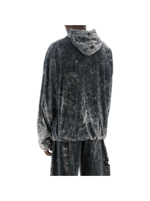 DIESEL-Destroyed Double-Layered Marble Cotton Hoodie-JOHN JULIA