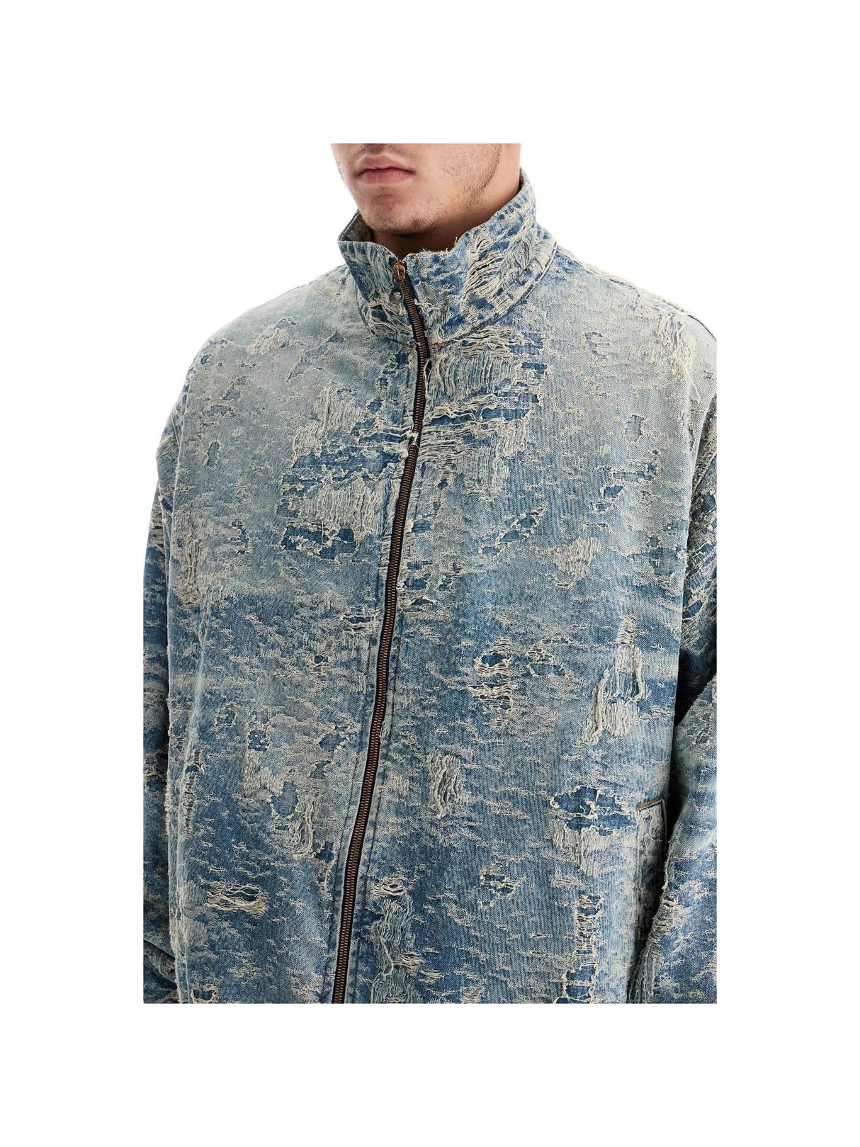 Distressed Jacquard Denim Jacket-Diesel-JOHN JULIA