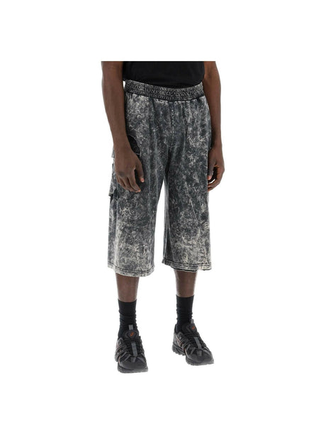 DIESEL-Double-Layered Marbled Destroyed Cotton Shorts-JOHN JULIA