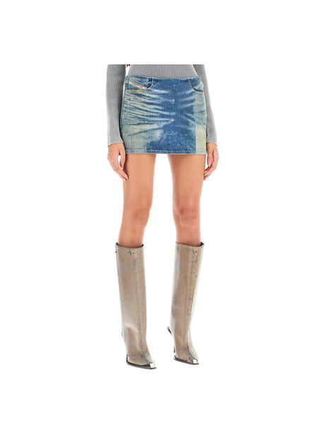 Stonewashed Denim Mini Skirt-Diesel-JOHN JULIA