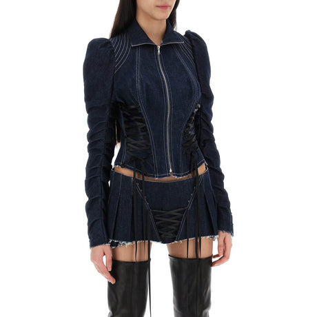 DILARA FINDIKOGLU-Denim Jacket With Corset Detailing -JOHN JULIA.