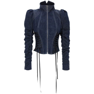 DILARA FINDIKOGLU-Denim Jacket With Corset Detailing -JOHN JULIA.