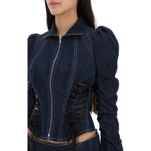 DILARA FINDIKOGLU-Denim Jacket With Corset Detailing -JOHN JULIA.