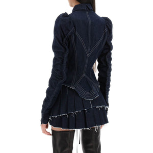 DILARA FINDIKOGLU-Denim Jacket With Corset Detailing -JOHN JULIA.