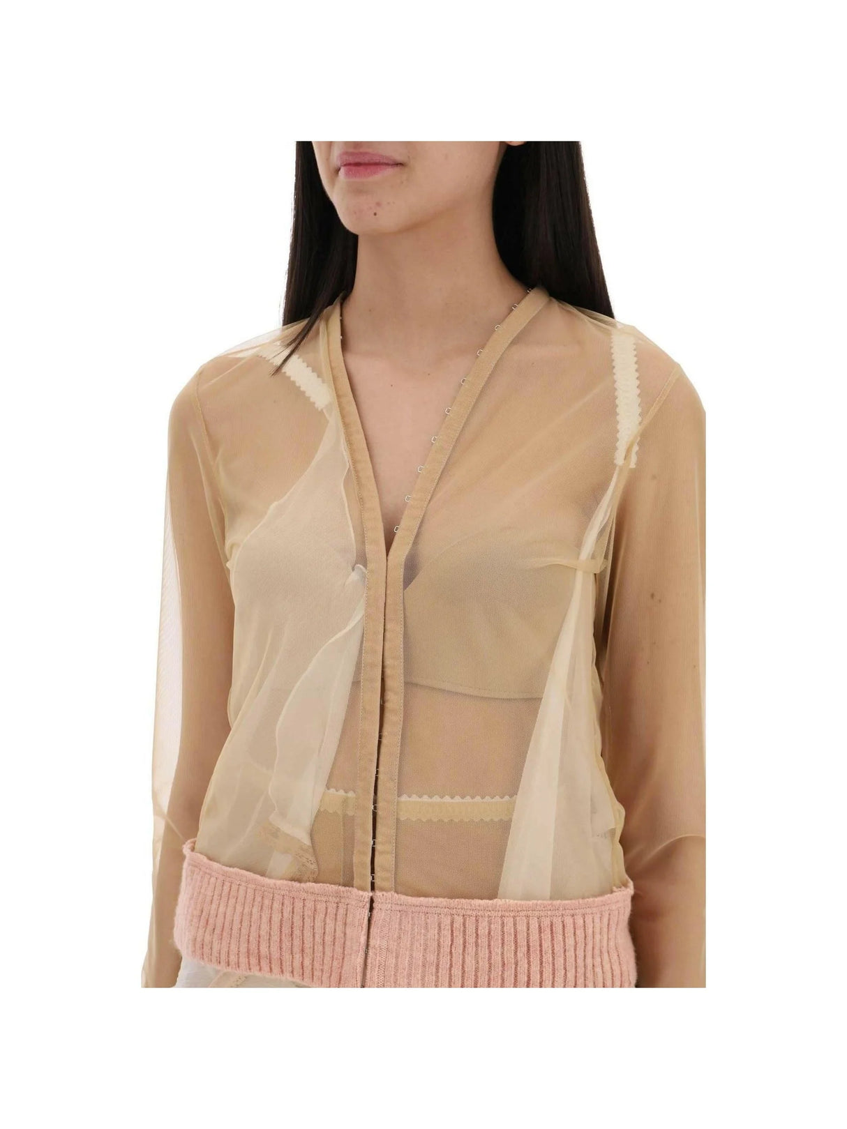 DILARA FINDIKOGLU-Transparent Long Sleeved Top For A Stylish-JOHN JULIA