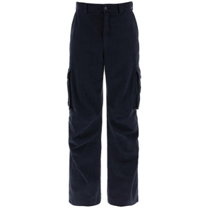 Blue Scuro Relaxed Fit Cotton Drill Cargo Pants With Logo Plaque DOLCE & GABBANA JOHN JULIA.