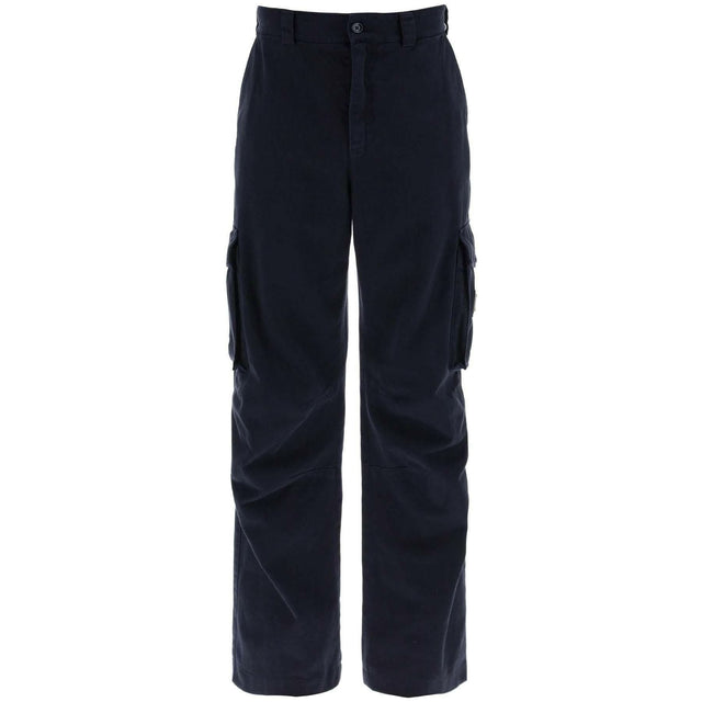 Blue Scuro Relaxed Fit Cotton Drill Cargo Pants With Logo Plaque DOLCE & GABBANA JOHN JULIA.