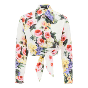 Garden Print Cotton Tie Cropped Shirt DOLCE & GABBANA JOHN JULIA.