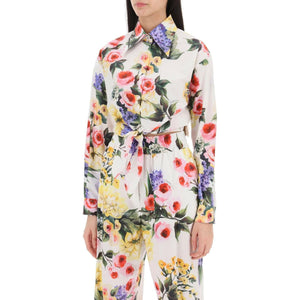 Garden Print Cotton Tie Cropped Shirt DOLCE & GABBANA JOHN JULIA.