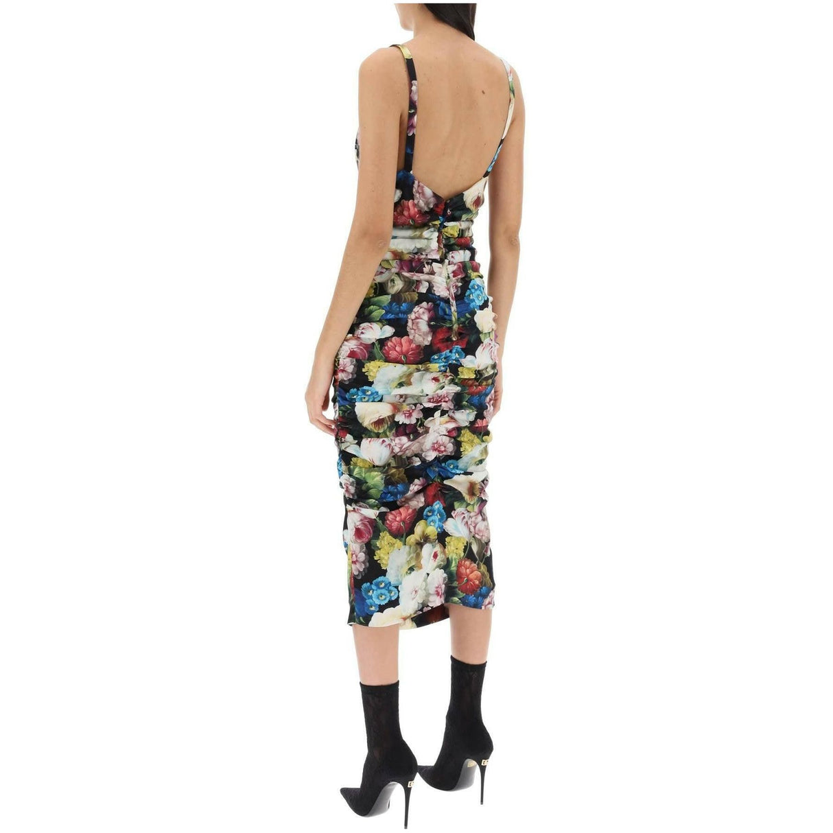 Nocturnal Flower Print Charmeuse Slip Dress DOLCE & GABBANA JOHN JULIA.