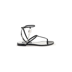 Patent Leather Thong Sandals With Padlock DOLCE & GABBANA JOHN JULIA.