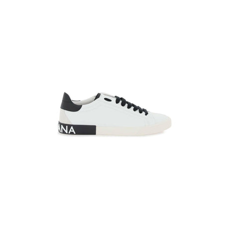 White and Black Portofino Calfskin Vintage Sneakers DOLCE & GABBANA JOHN JULIA.