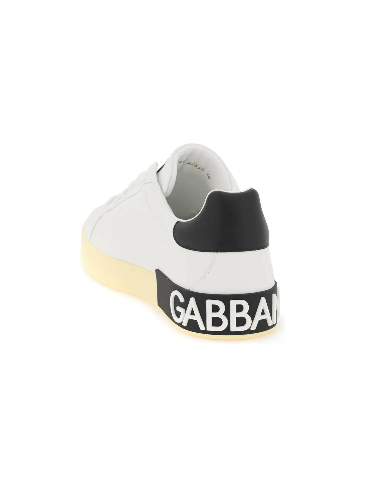 White and Black DG Logo Portofino Calfskin Sneakers DOLCE & GABBANA JOHN JULIA.