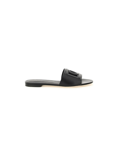 Bianca DG Logo Leather Slides.