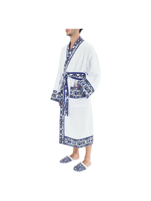 DOLCE&GABBANA-Blu Mediterraneo' Bathrobe-JOHN JULIA