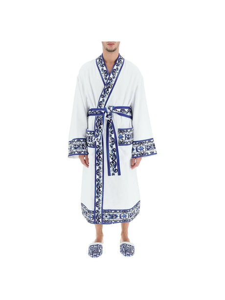 DOLCE&GABBANA-Blu Mediterraneo' Bathrobe-JOHN JULIA